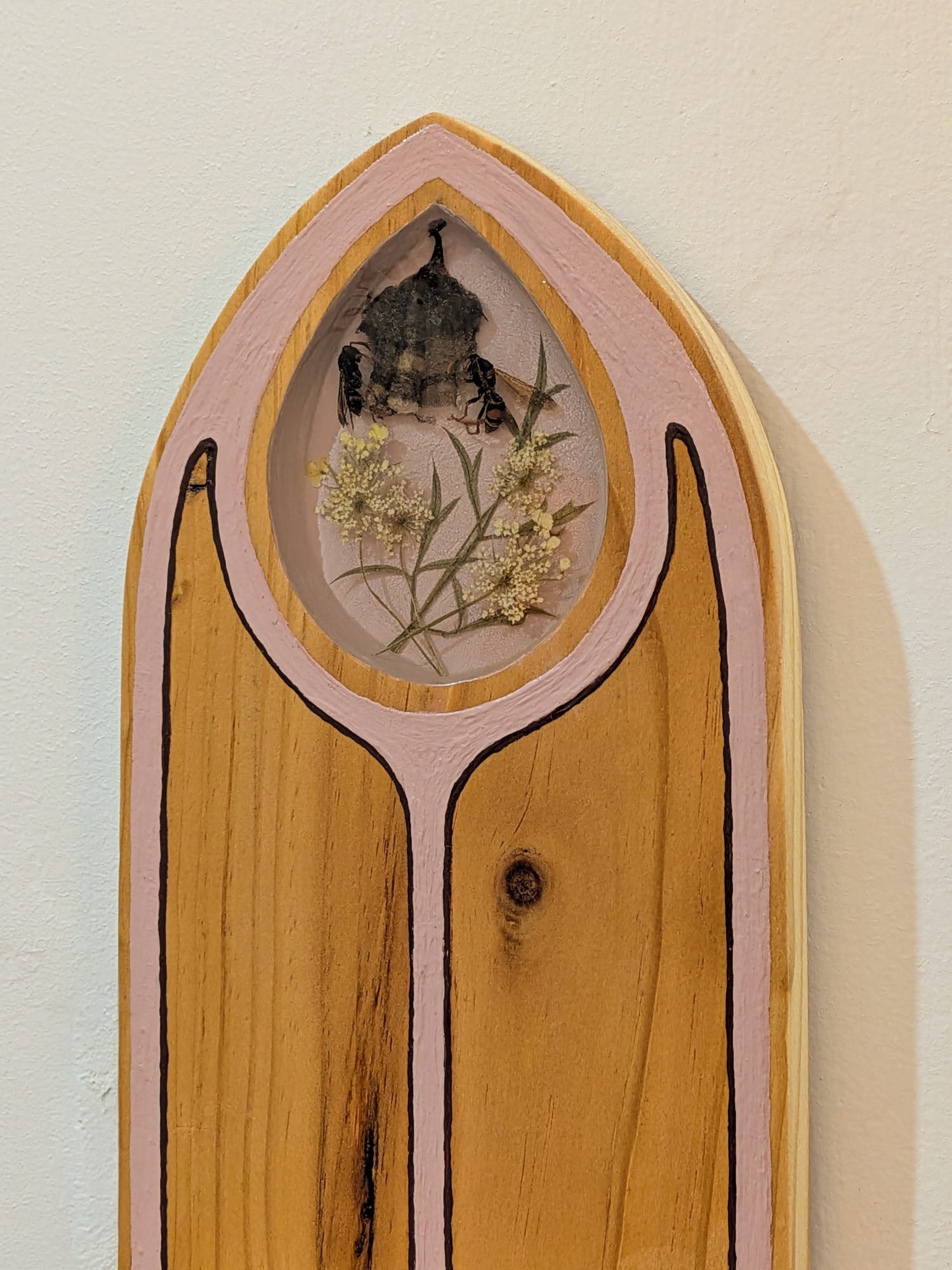 Altar 4 — Wall mounted altar. Wood, acrylic, resin, organic materials.