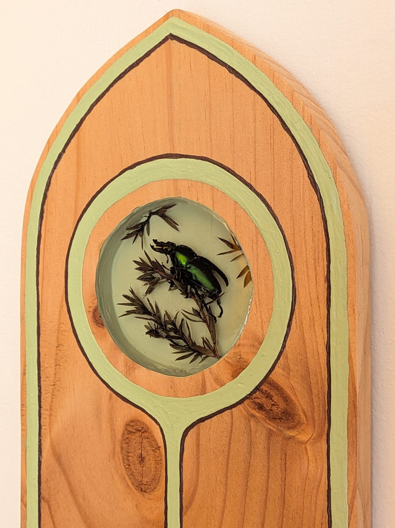 Altar 2 — Wall mounted altar. Wood, acrylic, resin, organic materials.